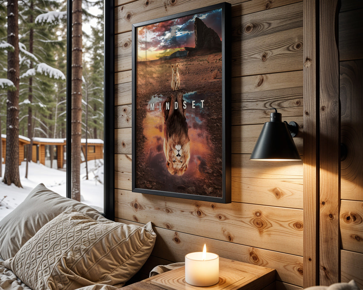 Built by Mindset motivational wall art – main room view