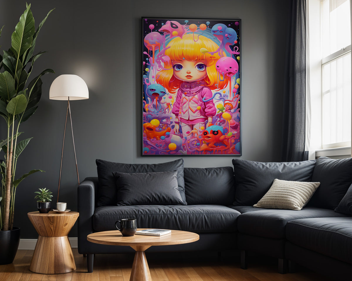 Candy Skull Portal psychedelic wall art – dark lounge view