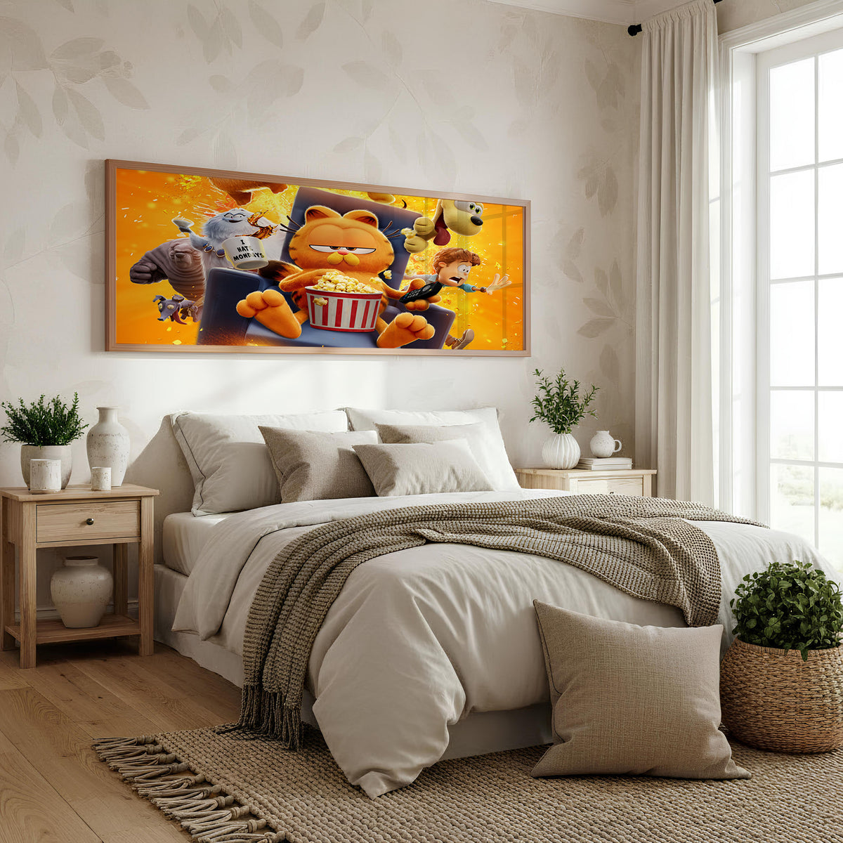 Cartoon Crew Panoramic Wall Art shown in a bedroom