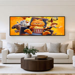 Cartoon Crew Panoramic Wall Art shown in a living room