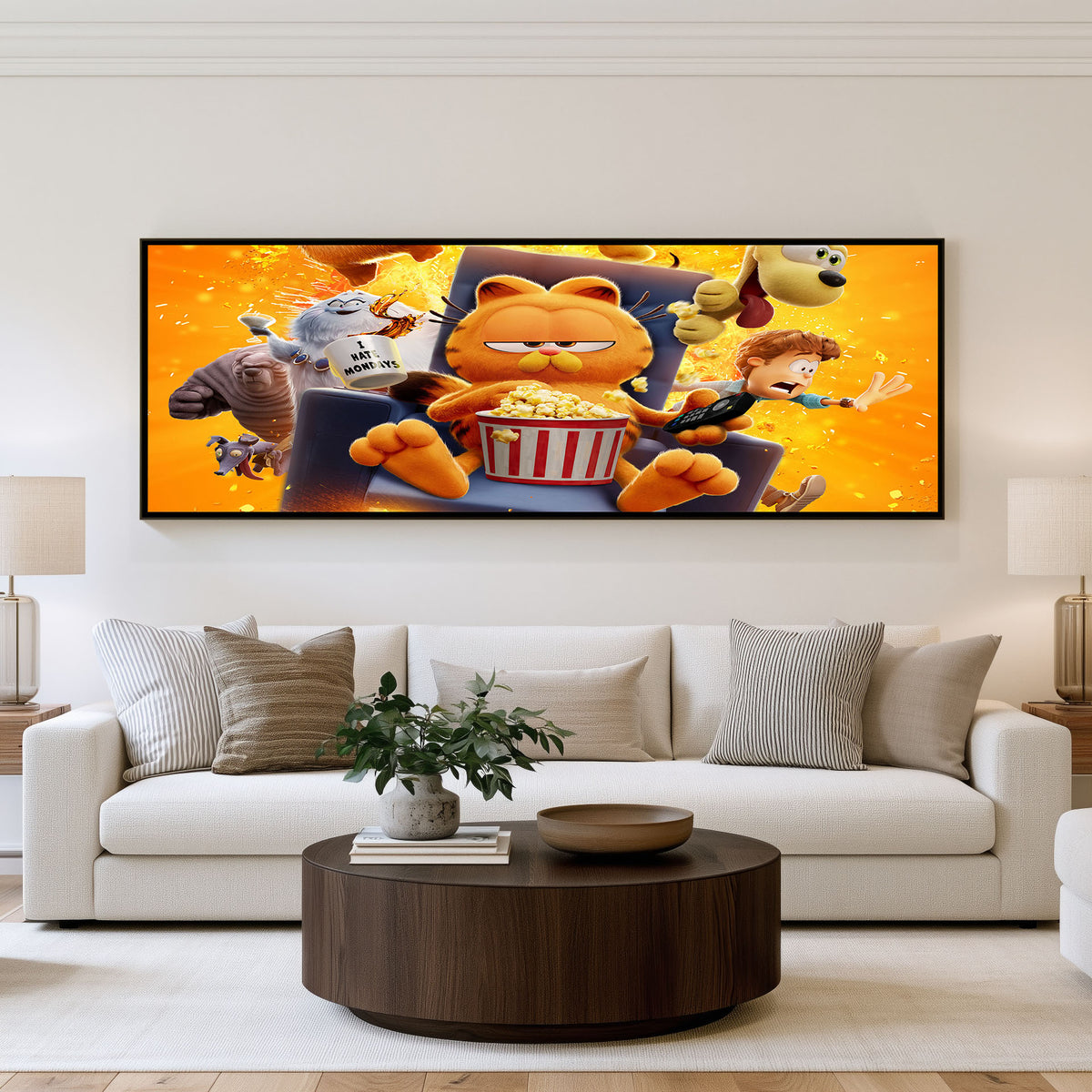 Cartoon Crew Panoramic Wall Art shown in a living room