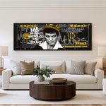 Cash King panoramic wall art shown in a living room