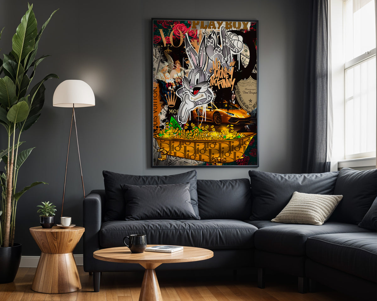 Bugs Cash Royale wall art – framed room view