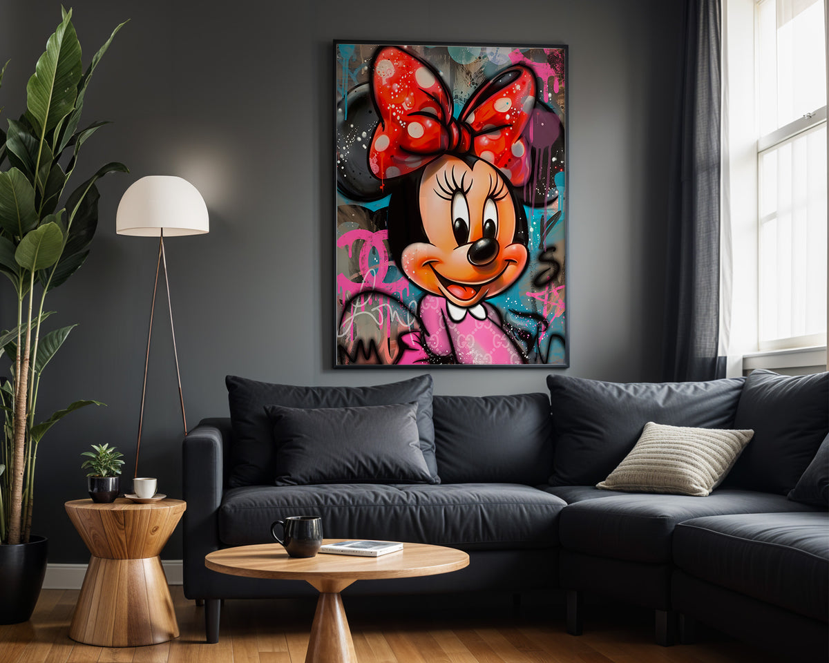 Minnie Graffiti Glow wall art – framed room view