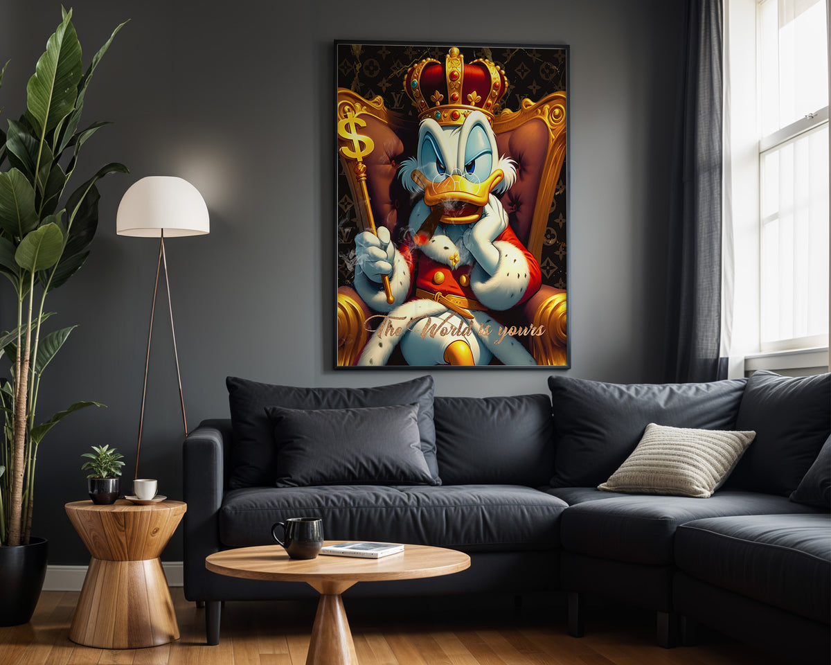 Donald Crowned Fortune wall art – framed room view