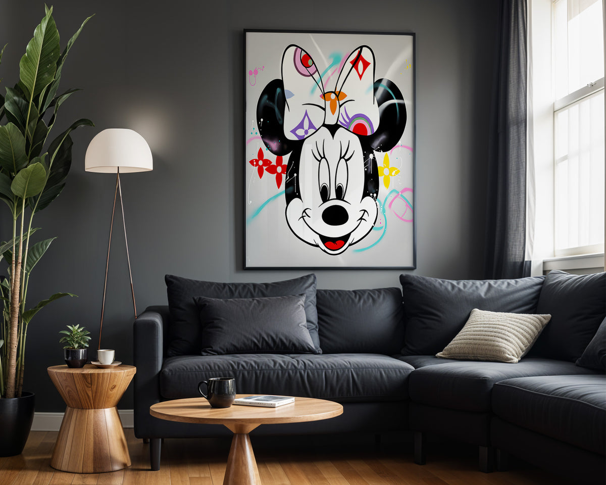 Minnie Luxe Bow wall art – framed room view