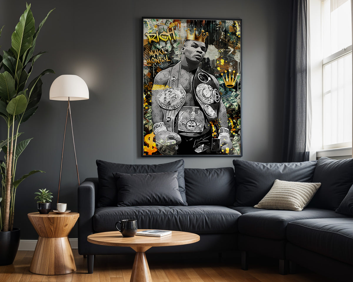 Mike Tyson Crowned Champion wall art – framed room view