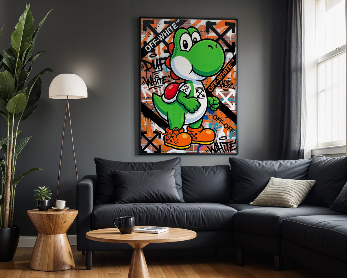 Yoshi Designer Street wall art – framed room view