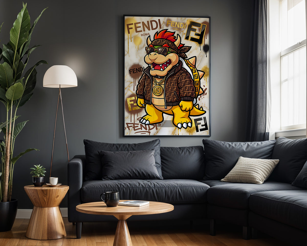 Bowser Designer King wall art – framed room view