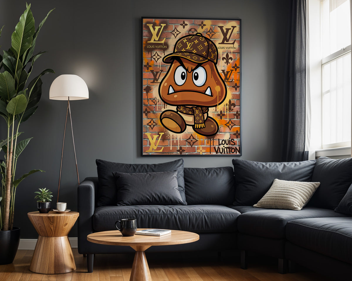 Goomba Luxury Money wall art – framed room view