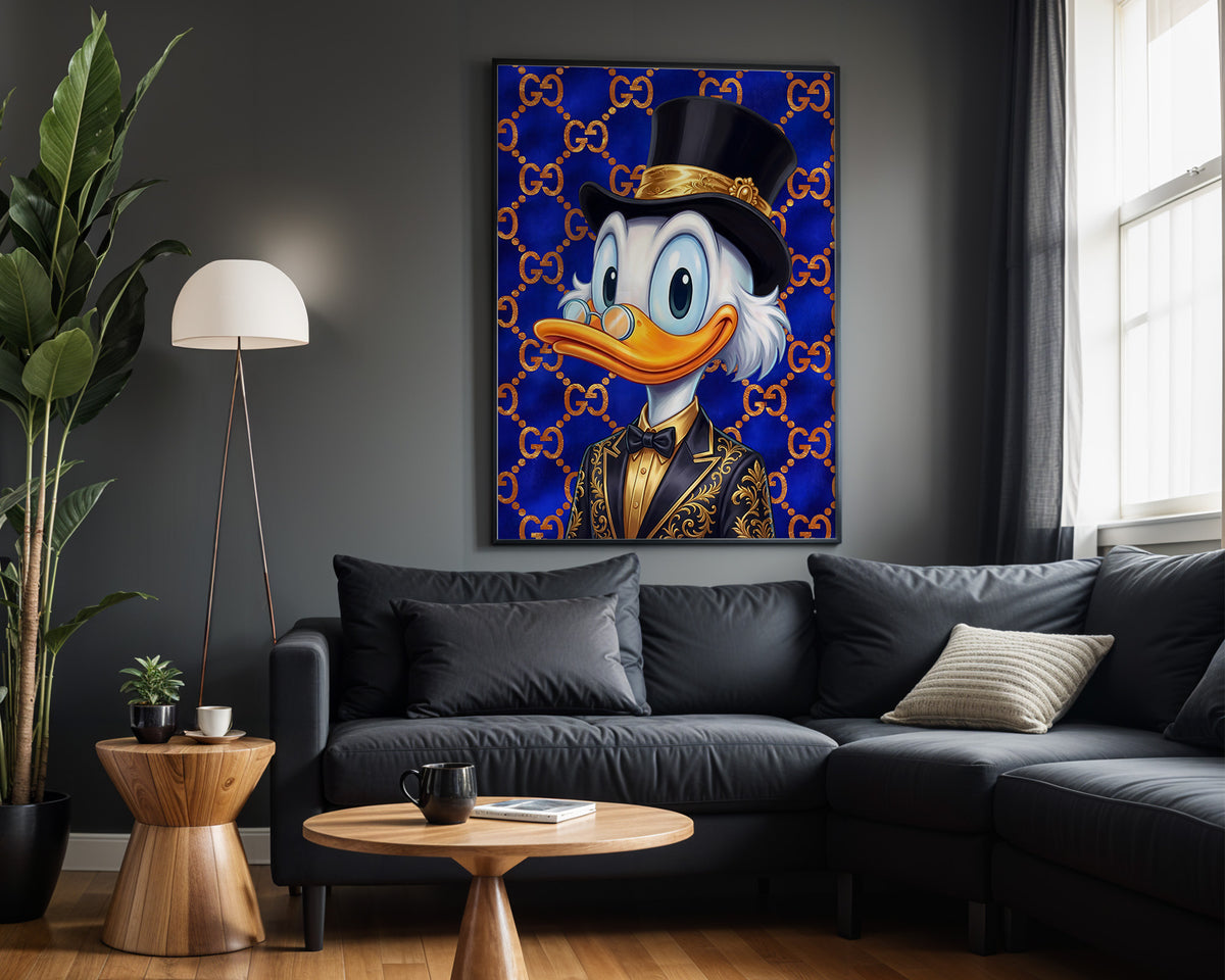Scrooge Gucci Gentleman wall art – framed room view