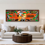 Cash Splash panoramic wall art shown in a living room