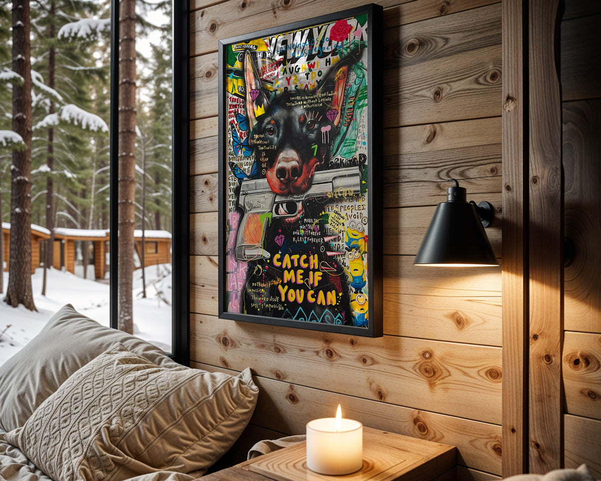 Catch Me If You Can wall art in cabin interior