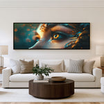 Amber Eye Panoramic Wall Art shown in a living room