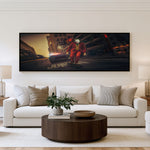 Joker Midnight Ride Panoramic Wall Art shown in a living room