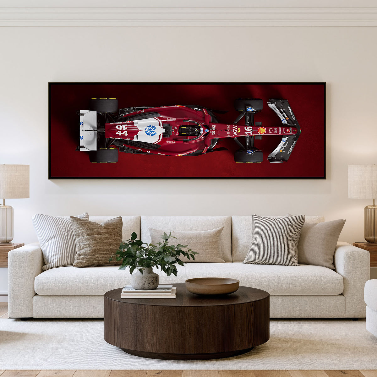 Circuit Panoramic Formula 1 Wall Art shown in a living room