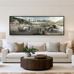 Classic Grand Prix panoramic wall art shown in a living room
