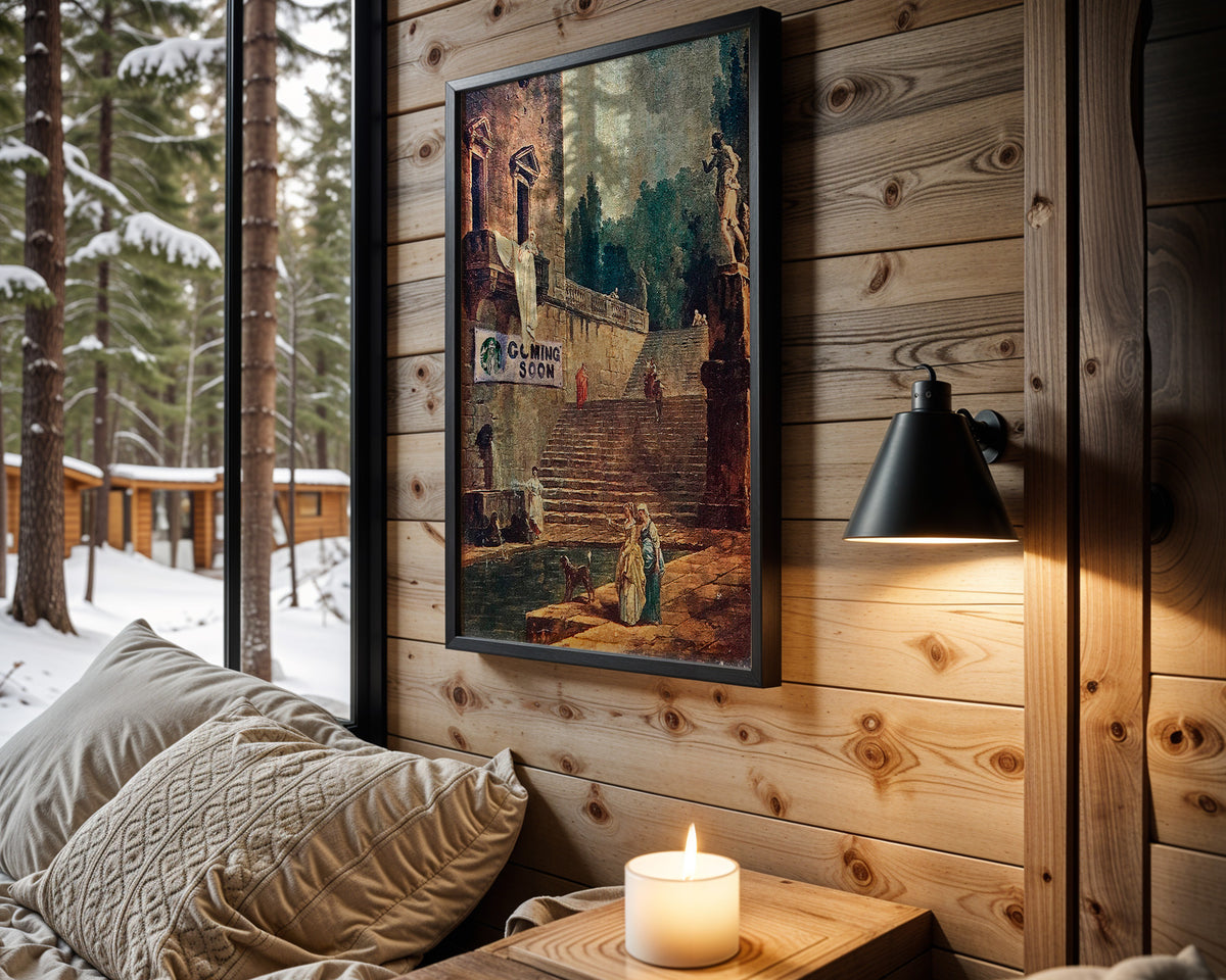 Climbing Season wall art in cabin interior