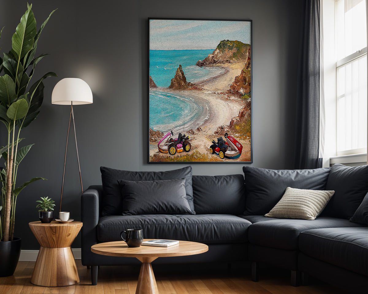 Coastal Racers wall art in modern living room
