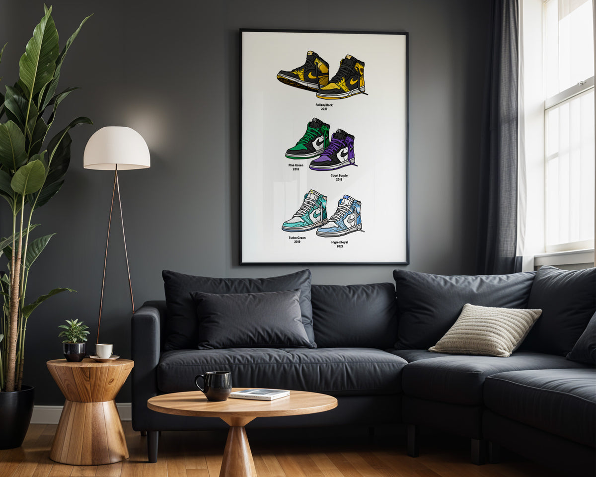 Colorway Archive sneaker wall art in modern living room