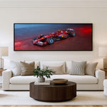 Corner Exit Panoramic Formula 1 Wall Art shown in a living room