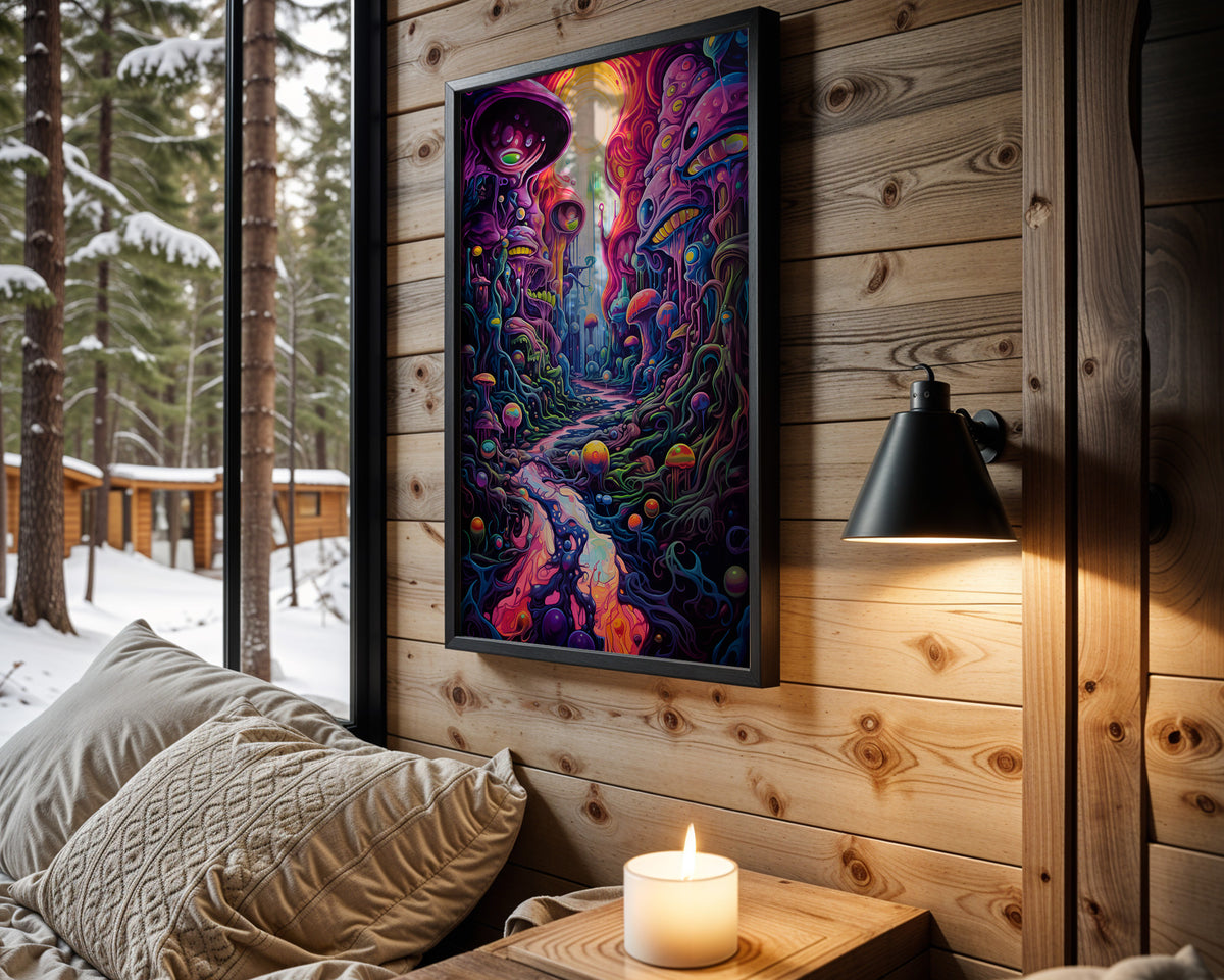 Cosmic Ascension psychedelic wall art – cabin room view