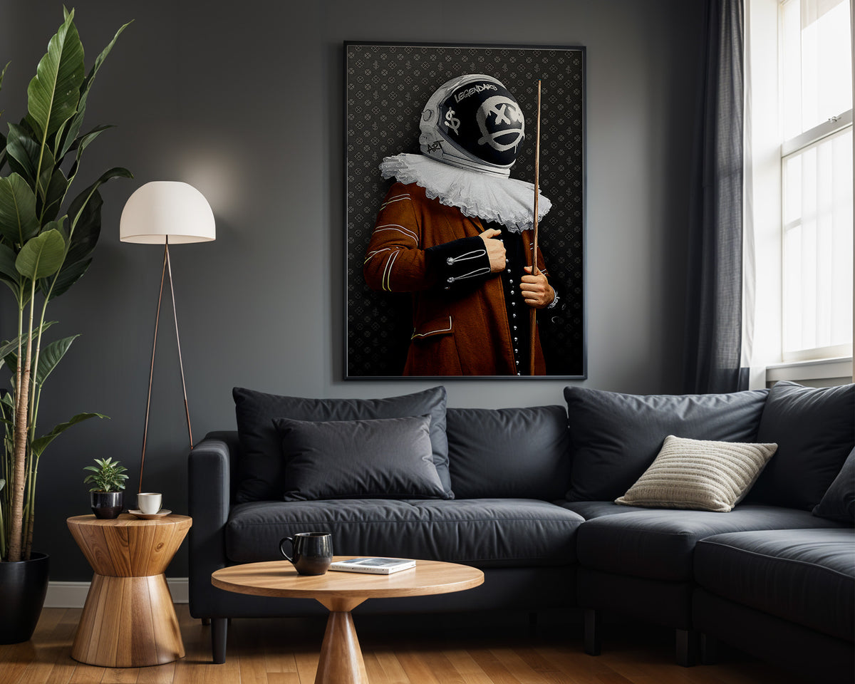Cosmic Courtier wall art in modern living room