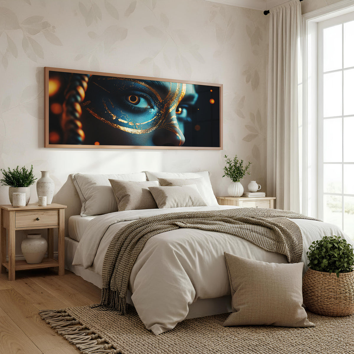 Cosmic Eye Panoramic Wall Art shown in a bedroom