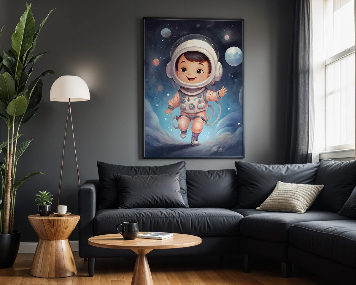 Cosmic Kids kids nursery wall art – alternate room view