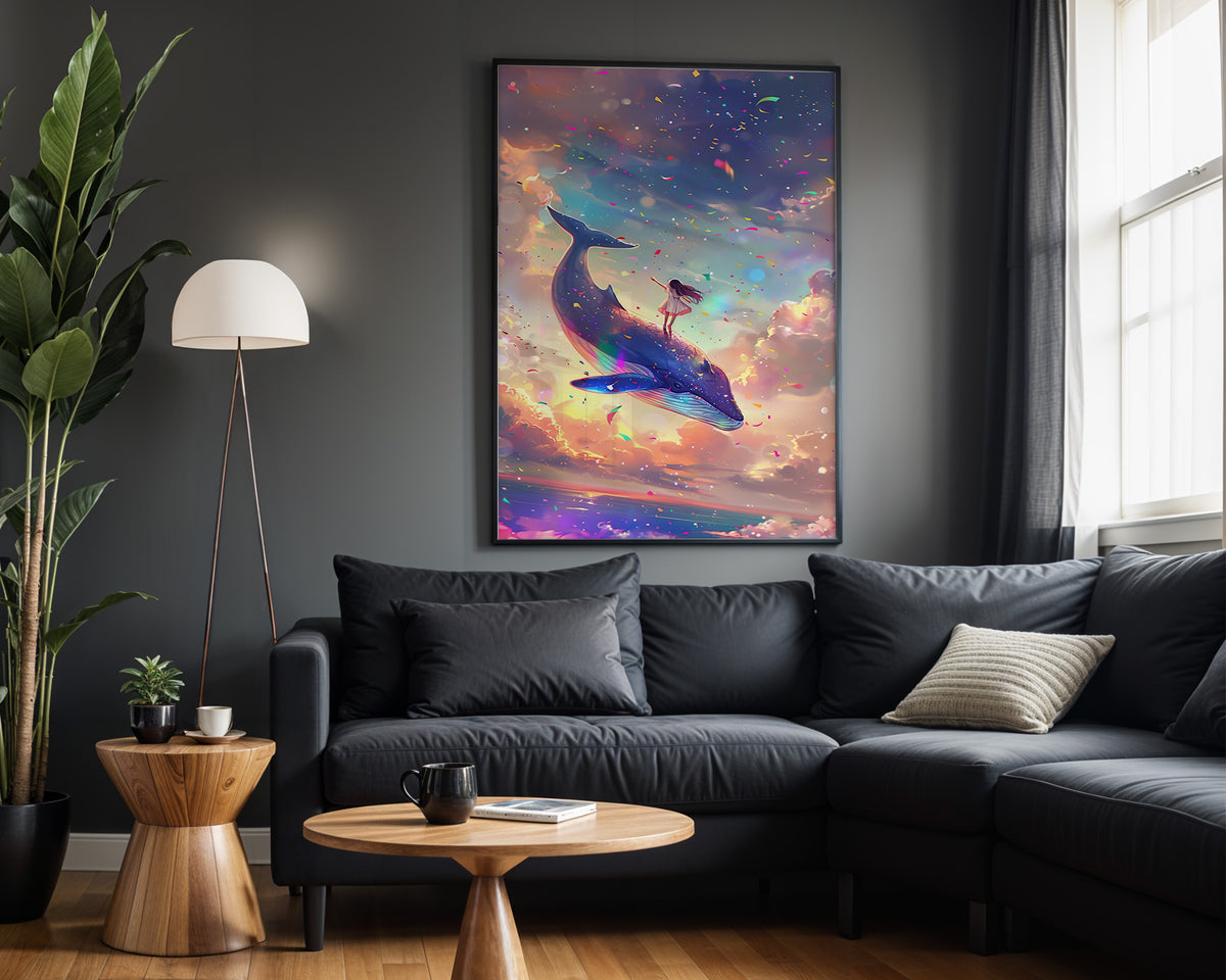 Cosmic Mermaid kids nursery wall art – alternate room view
