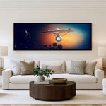 Enterprise Cosmic Voyage Panoramic Wall Art shown in a living room