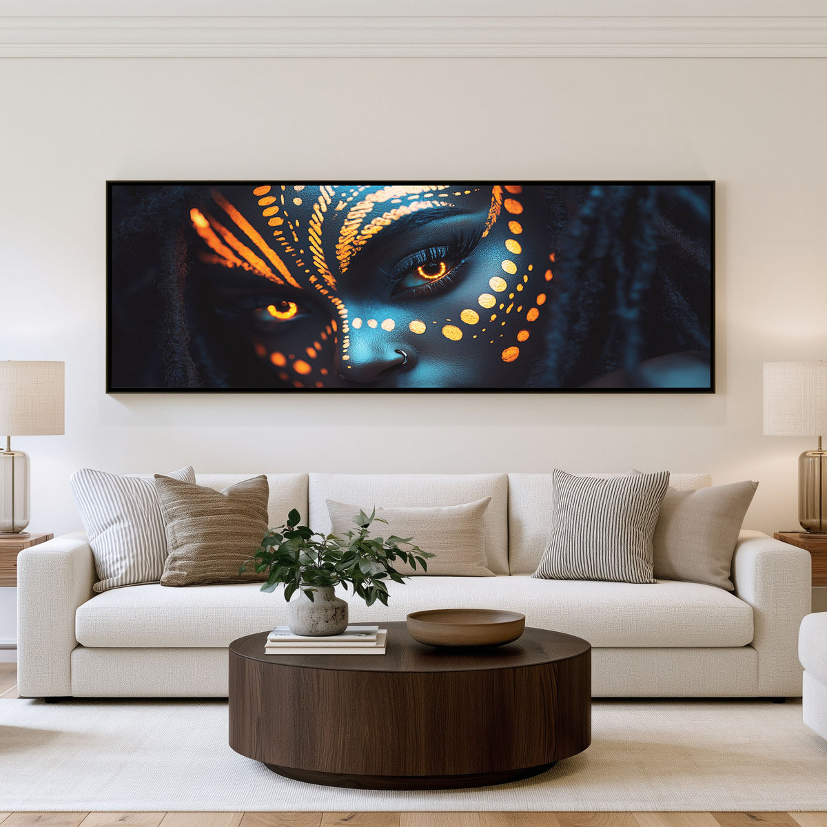 Starlit Portrait Panoramic Wall Art shown in a living room