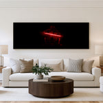 Crimson Sith Sentinel Panoramic Wall Art shown in a living room