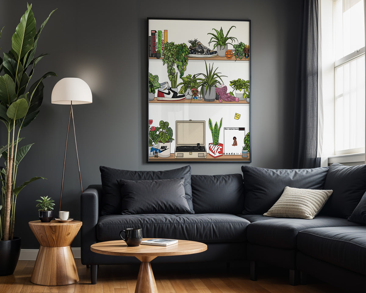 Culture Corner sneaker wall art in modern living room