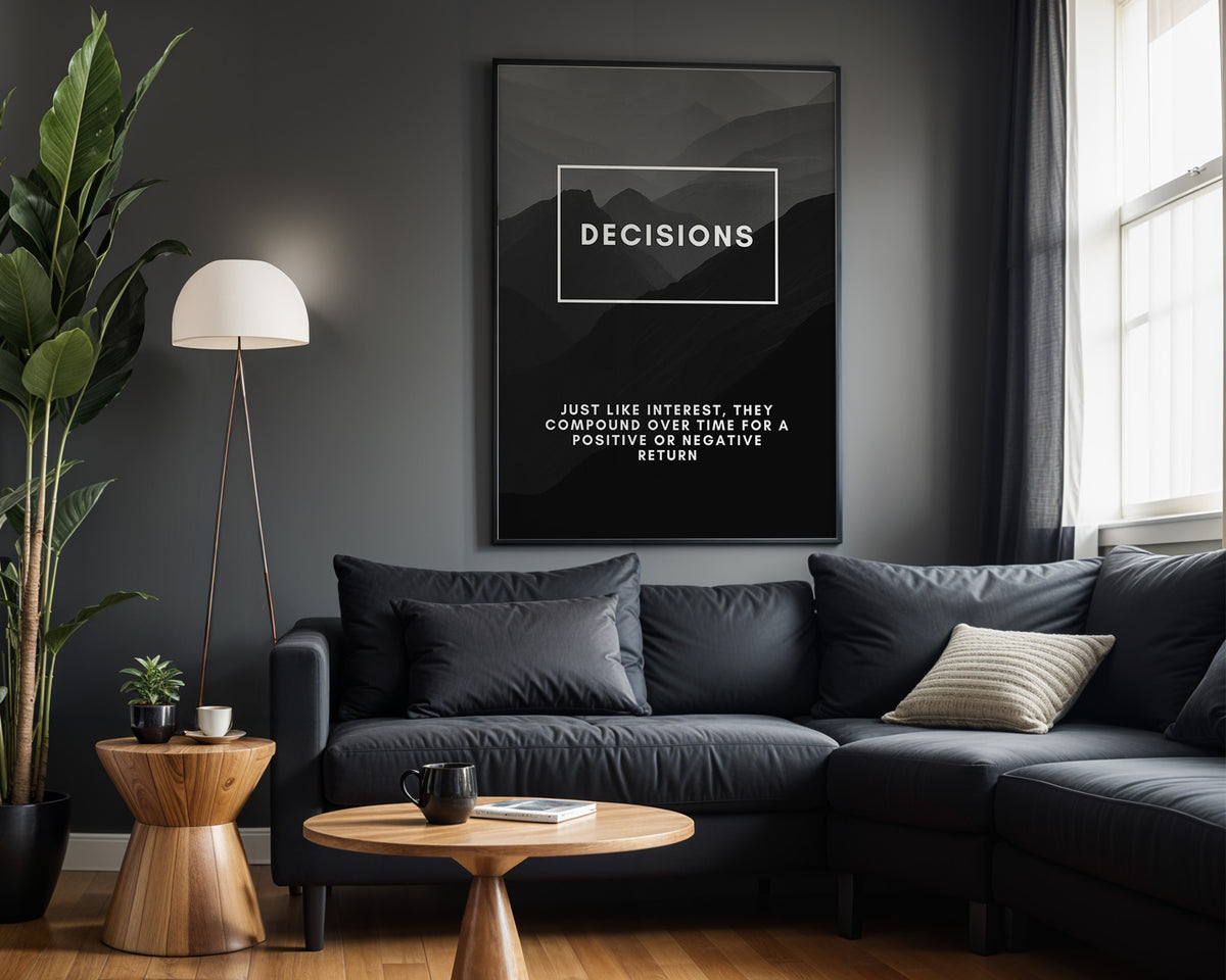 Decisions Shape Destiny motivational wall art – alternate room view