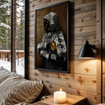 Dice Head wall art in cabin interior