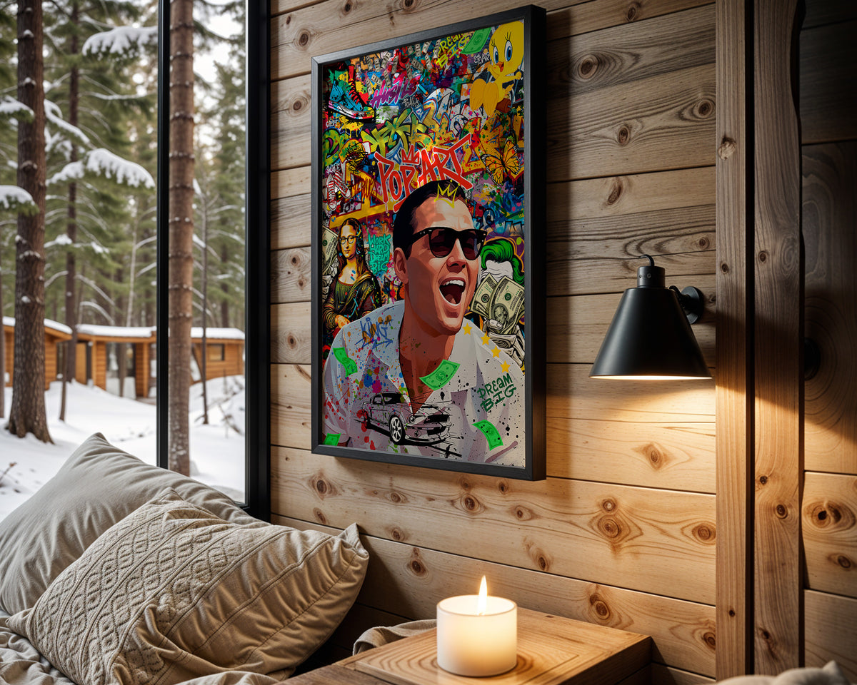 Dream Bigger wall art in cabin interior