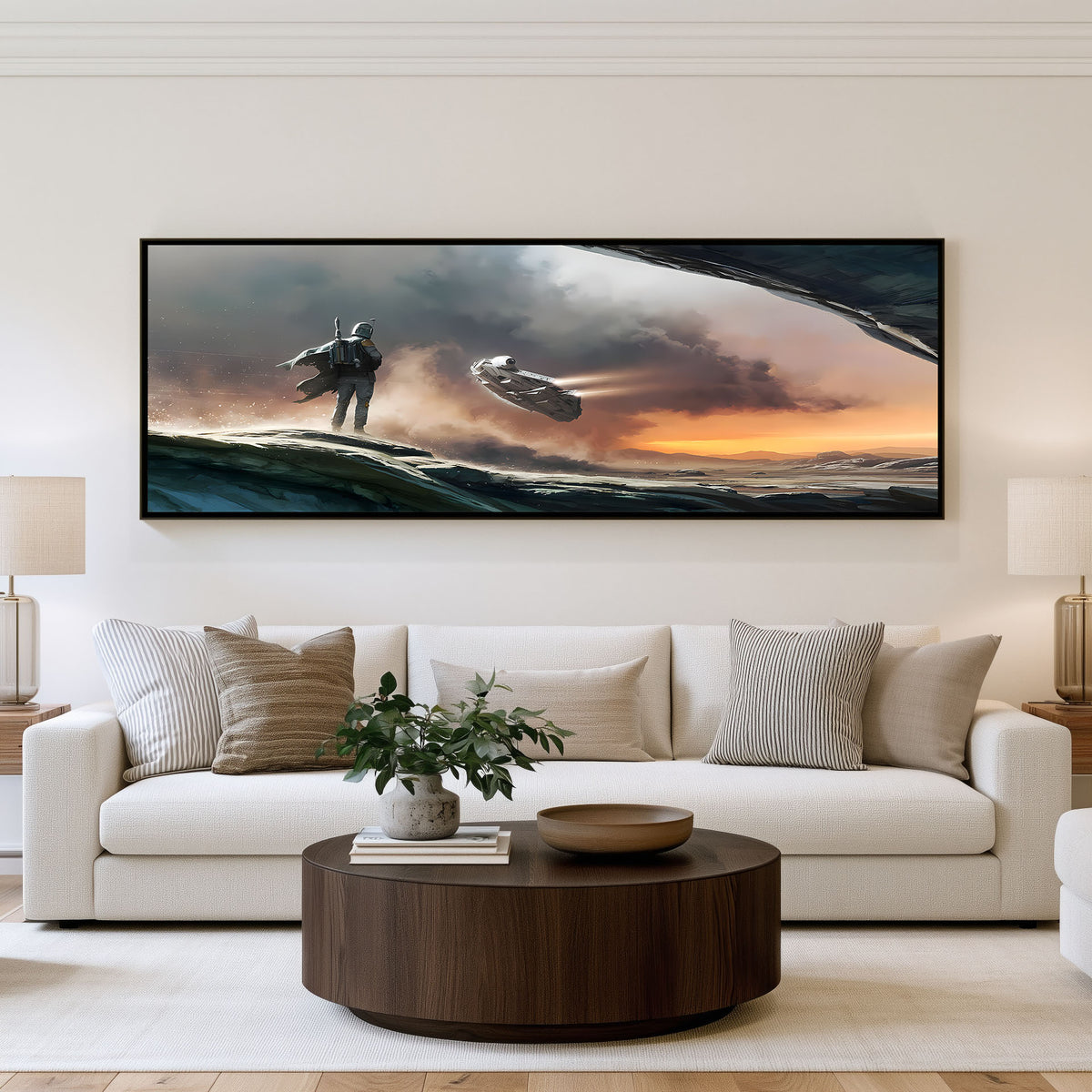 Dune Patrol Panoramic Wall Art shown in a living room