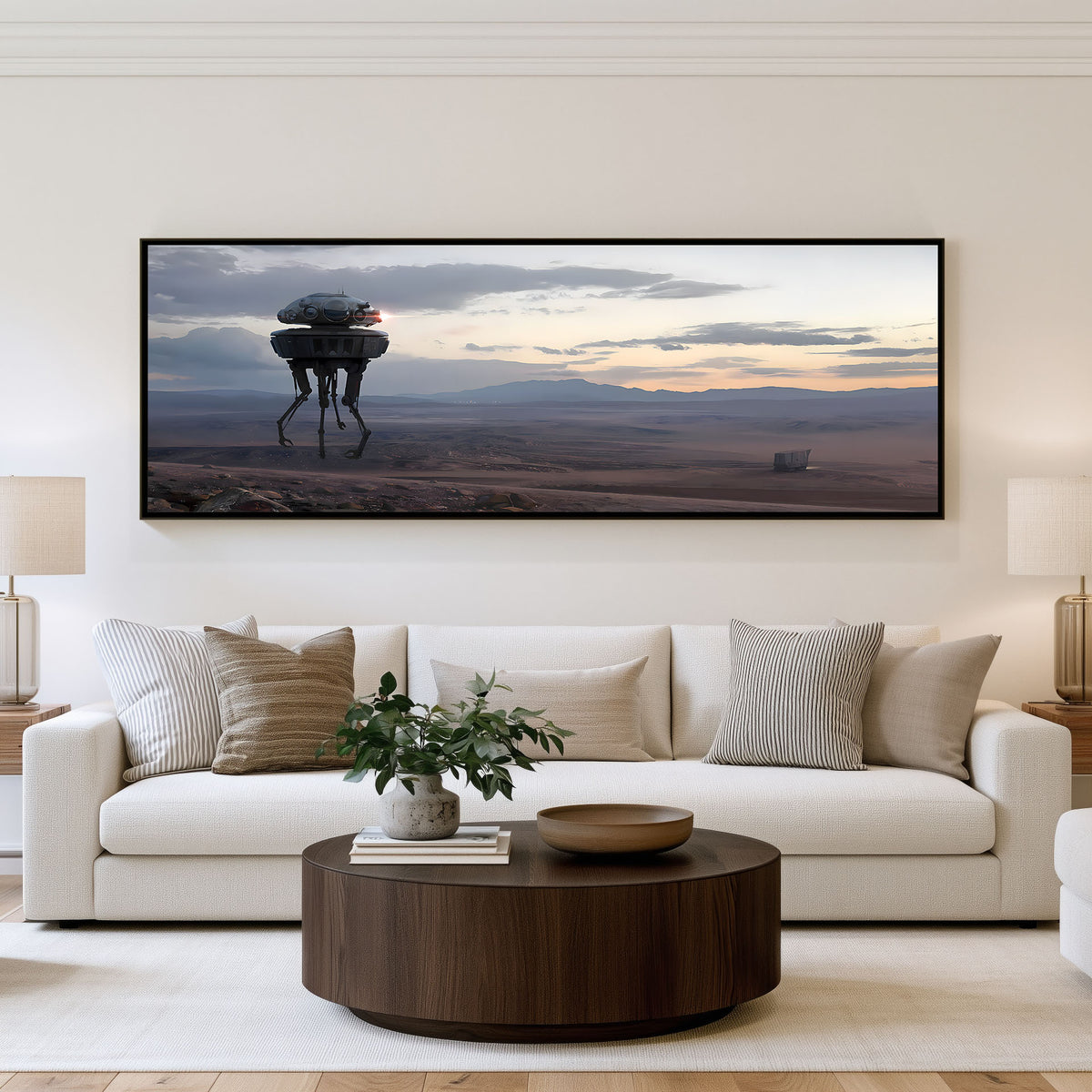 Dune Probe Panoramic Wall Art shown in a living room
