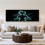 Electric Saiyan Surge Panoramic Wall Art shown in a living room