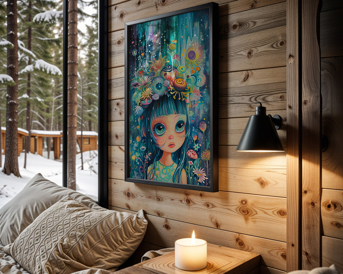 Electric Dreamer psychedelic wall art – cabin room view