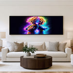 Electric Saiyan Panoramic Wall Art shown in a living room