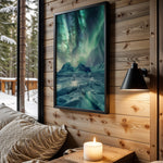Emerald Infinity aurora wall art – main room view