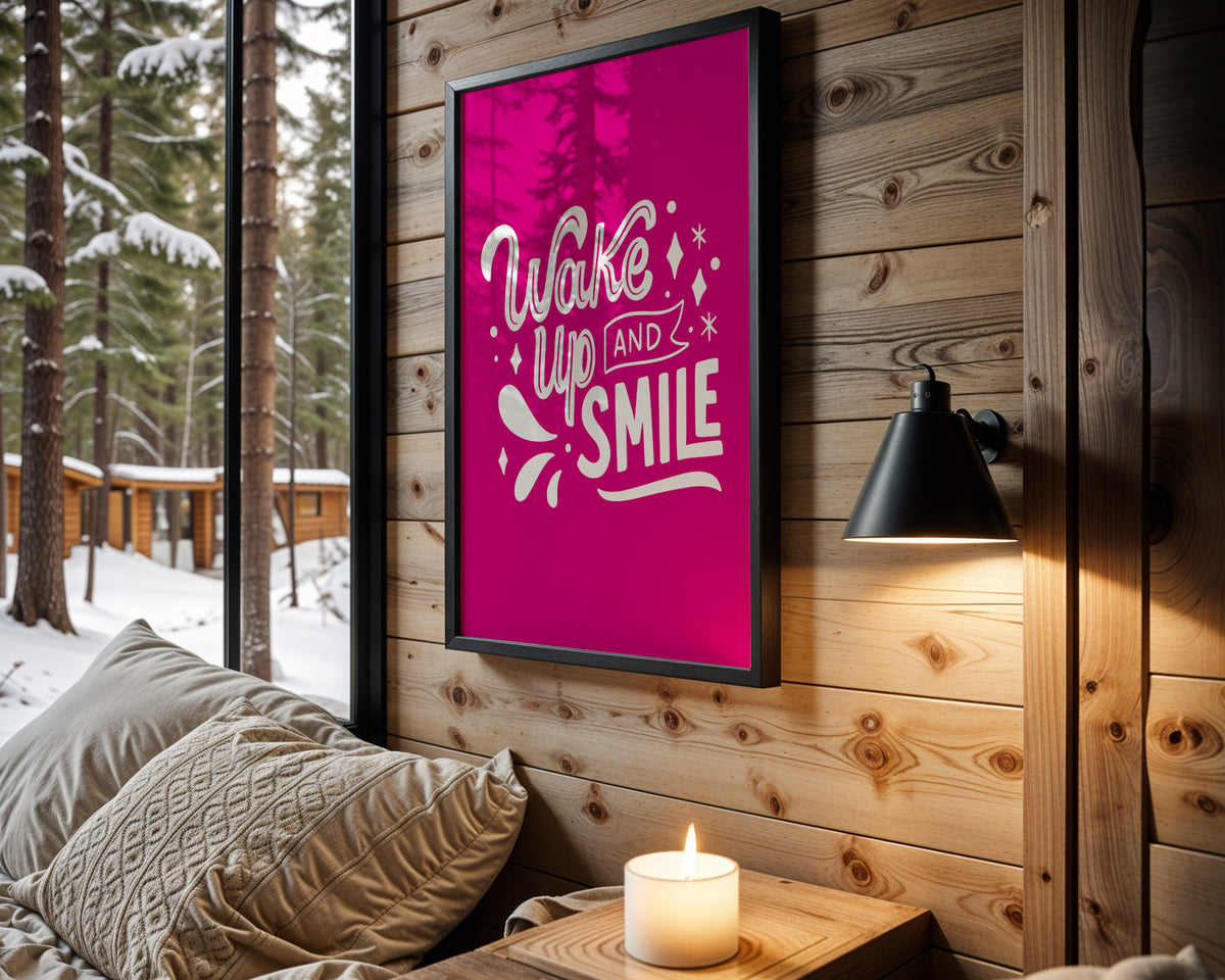 Wake Up and Smile quote wall art – main view