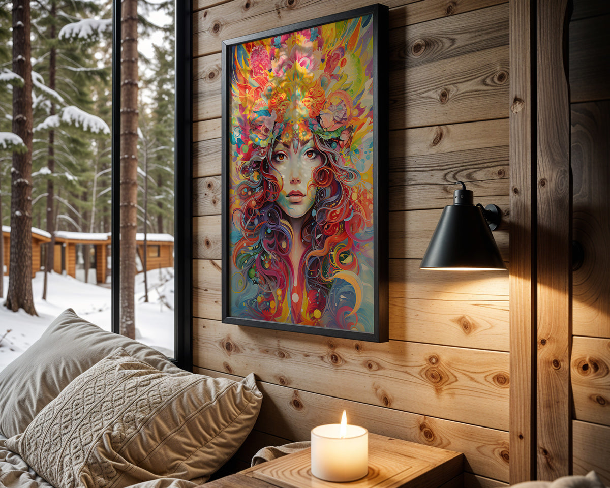 Eternal Radiance psychedelic wall art – cabin room view