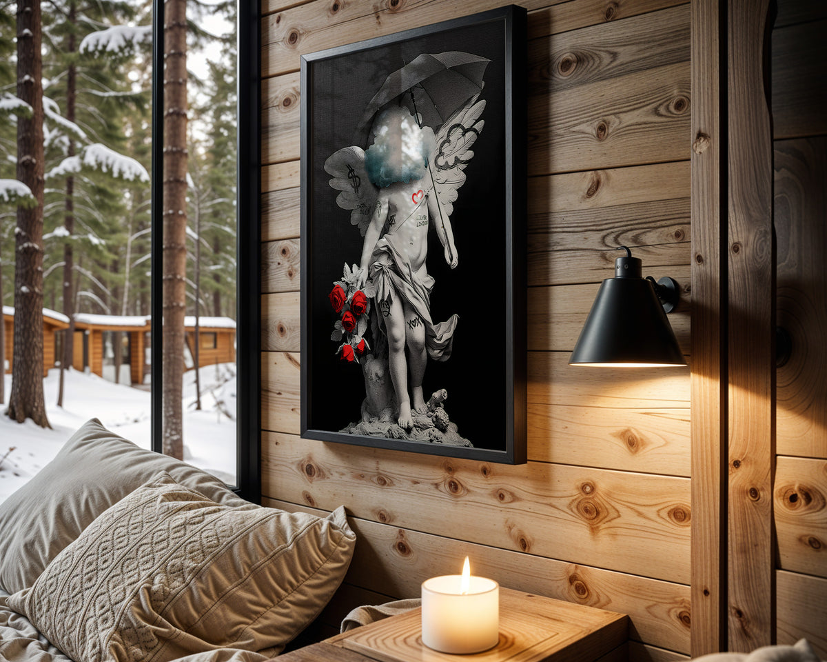 Fallen Angel wall art in cabin interior