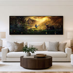 Enchanted Forest Encounter Panoramic Wall Art shown in a living room