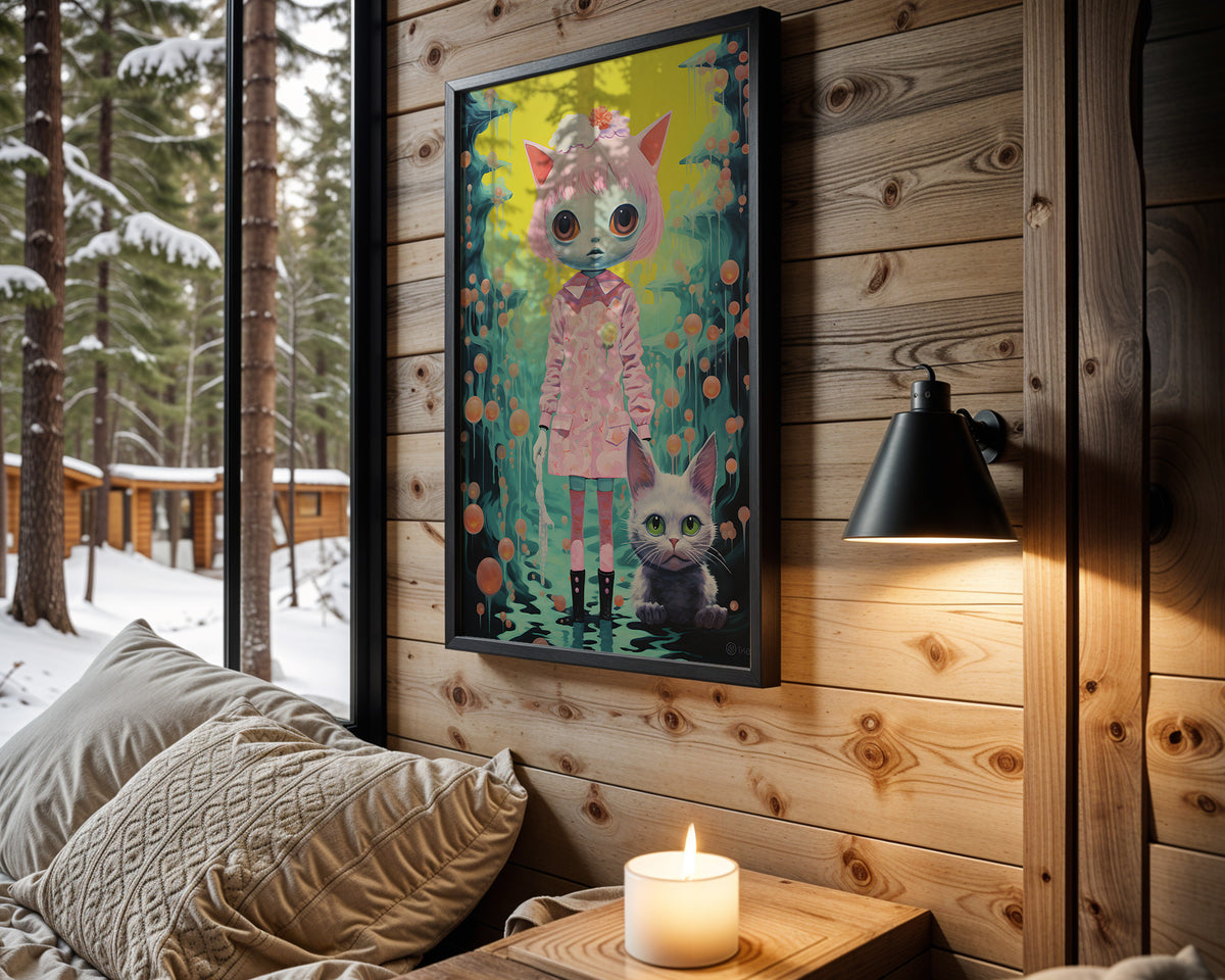 Floral Gaze psychedelic wall art – cabin room view
