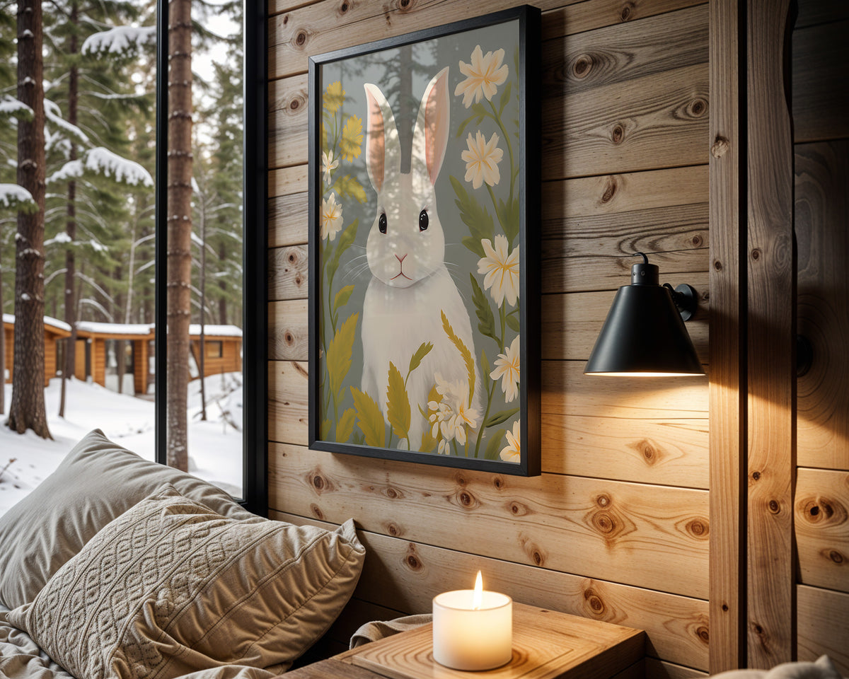 Floral Rabbit kids nursery wall art – main room view