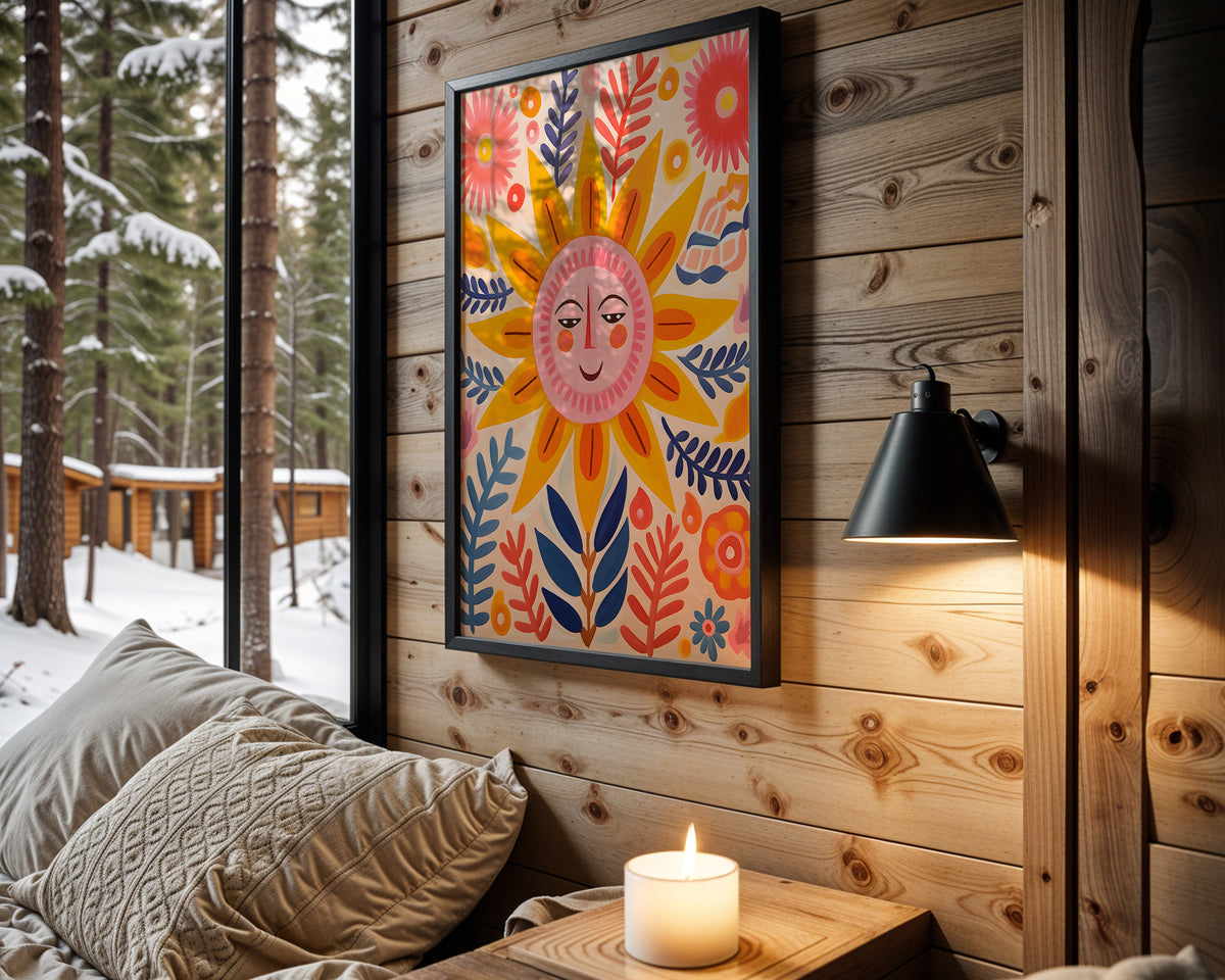 Folk Sun kids nursery wall art – main room view